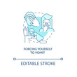 Forcing yourself to vomit turquoise concept icon. Purging after dinner abstract idea thin line illustration. Isolated outline drawing. Editable stroke. Roboto-Medium, Myriad Pro-Bold fonts used