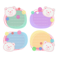 Bear pastel vector frames. Cute and sweet pastel frames vector illustration isolated on white background. Set of pastel frames and banners. 