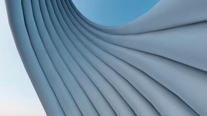  Abstract background curved stripes of facade 3d render