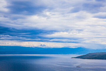  Panoramic view of the island of Cres from Moscenice, Croatia.