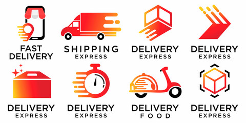 Icons set shipping and fast delivery logo design Vector illustration