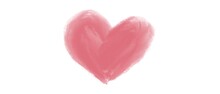 Centered Pink Heart Watercolor Paint Brush Isolated On White