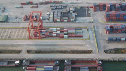 Wall Mural - container terminal in city