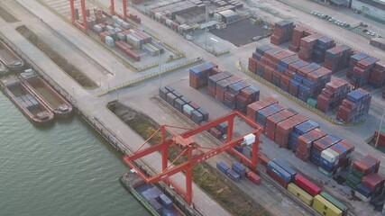 Wall Mural - container terminal in city