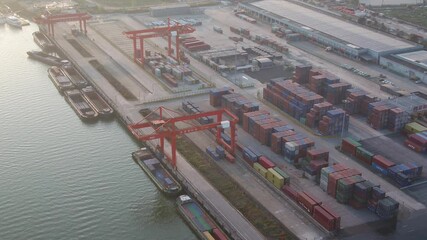 Wall Mural - container terminal in city