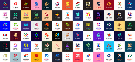 Poster - Abstract logos collection. Geometric abstract logos. Icon design
