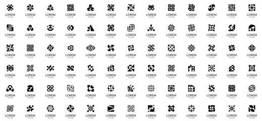 Poster - Abstract logos collection. Geometric abstract logos. Icon design
