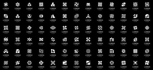 Poster - Abstract logos collection. Geometric abstract logos. Icon design