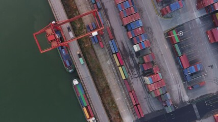 Wall Mural - container terminal in city