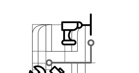 Wall Mural - A vector illustration of repair and maintenance icons in the word 