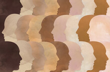 Group Of Diverse People With Different Skin Tones Making Up A Multicultural Head