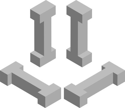 Isometric letter I. Template for creating logos, emblems, monograms