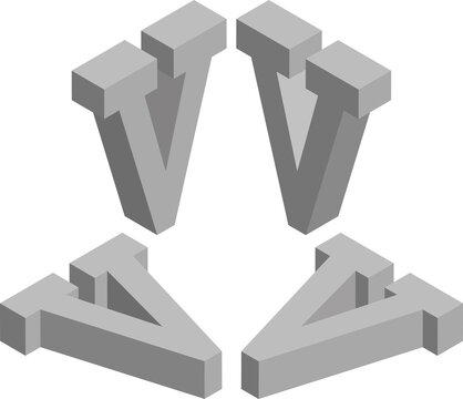 Isometric letter V. Template for creating logos, emblems, monograms
