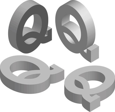 Isometric letter Q. Template for creating logos, emblems, monograms