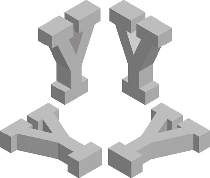 Isometric letter Y. Template for creating logos, emblems, monograms