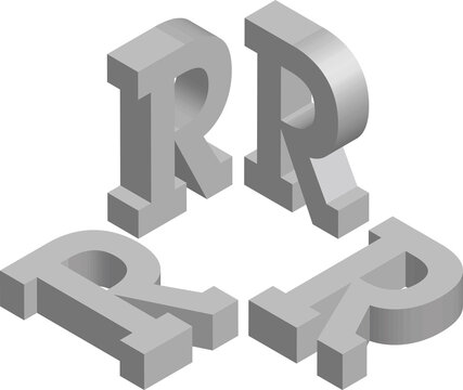 Isometric letter R. Template for creating logos, emblems, monograms