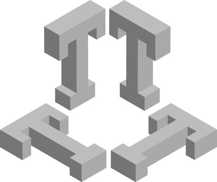 Isometric letter T. Template for creating logos, emblems, monograms