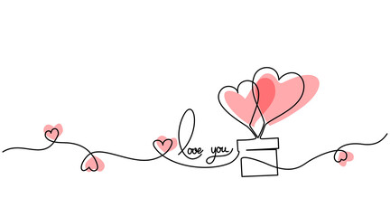 Wall Mural - valentines day card decoration. hearts balloons. love concept