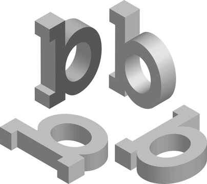 Isometric letter b. Template for creating logos, emblems, monograms