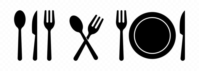 table set icon. fork, plate, knife and spoon. table etiquette. vector line icon for business and adv