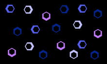 Purple, Blue And Pink Hexagons On A Black Background
