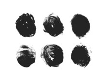 Grunge Textured Hand Drawn Elements Set, Black Circle.Icon Basis Isolated On White Background
