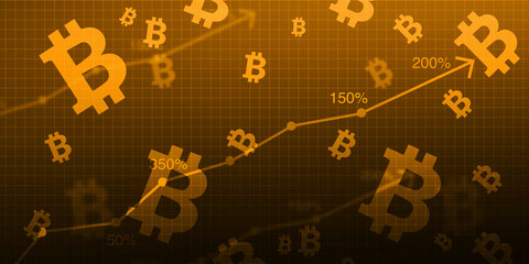 Poster - Cryptocurrency Graph Increasing with Arrow and Graph Background. Digital Currency Trend background