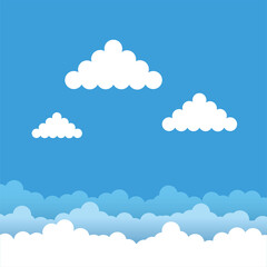 Poster - Set of Cloud Icons in trendy flat style isolated on blue background. Cloud symbol for your web site design, logo, app, UI. Vector illustration, EPS10.Flat.