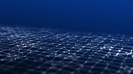 Poster - data exchange. 3d mesh with connecting points and lines. abstract technology background. 3d renderin