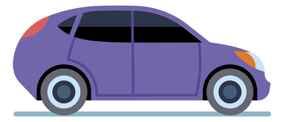 Wall Mural - Hatchback side view. Cartoon purple car icon