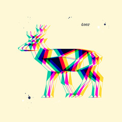 Poster - Polygon deer. Low poly animal. Geometric stereoscopic logo icon