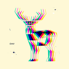 Poster - Polygon deer. Low poly animal. Geometric stereoscopic logo icon