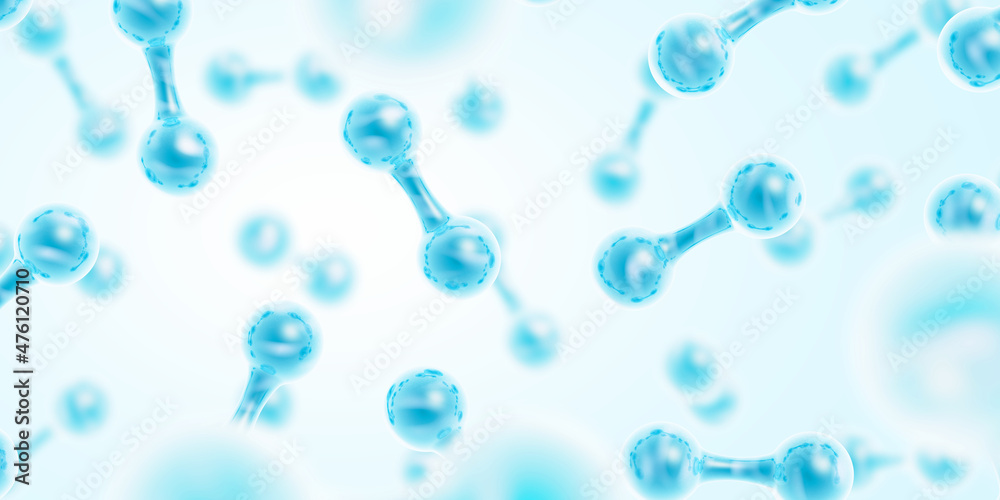 Green hydrogen energy. H2 gas molecules. Clean energy. Renewable energy ...