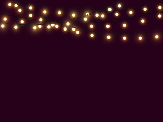 Wall Mural - Christmas lights. Colorful Xmas garland. Holiday decorations. Vector design