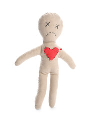 Wall Mural - Voodoo doll with pin in heart isolated on white