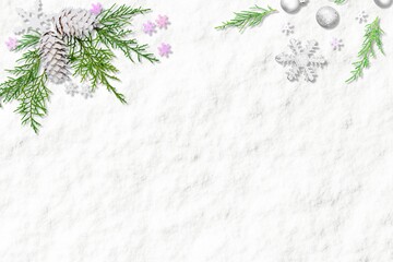 Wall Mural - Christmas composition. Gift box, fir tree branches, decorations. Christmas, winter, new year concept.