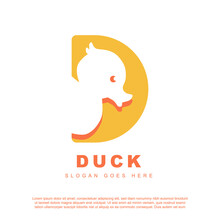 Duck Logo Design. Letter D With Duck Face Vector For Brand, Shop Or Others