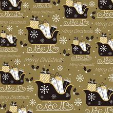 Christmas Sleigh Pattern For Christmas Card, Gift Wrap