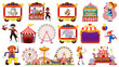 © blueringmedia - Set of circus characters and amusement park elements