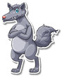 Angry wolf animal cartoon sticker