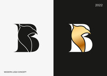 Two Modern Letter B Logo Design Concept With Head Bird For Identity, Business And Company.