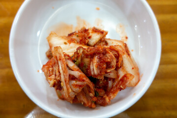 Wall Mural - Top view of a Korean dish Kimchi