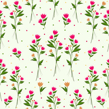 Digital Illustration Of Pattern Small Pink Wildflowers