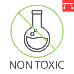 Wall Mural - Non toxic line icon, product and natural, chemicals free vector icon, vector graphics, editable stroke outline sign, eps 10.