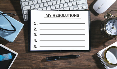 Sticker - My Resolutions list on notepad with a business objects.