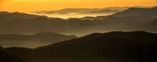 Breathtaking View Of Great Smoky Mountains National Park In Tennessee At Sunset