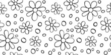 Vector Simple Primitive Floral Seamless Pattern. Cute Endless Print With Flowers Drawn By Hand. Sketch, Doodle, Scribble