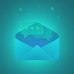 Poster - Electronic mail E-mail Subscription rate messages concept. Email spoofing notification. Open envelope with communication speech bubble icons. Communication via e-mail modern vector illustration icon