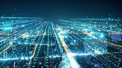 smart Connected city skyline. Futuristic network concept, city Technology.