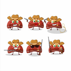 Canvas Print - Cool cowboy curve red gummy candy cartoon character with a cute hat